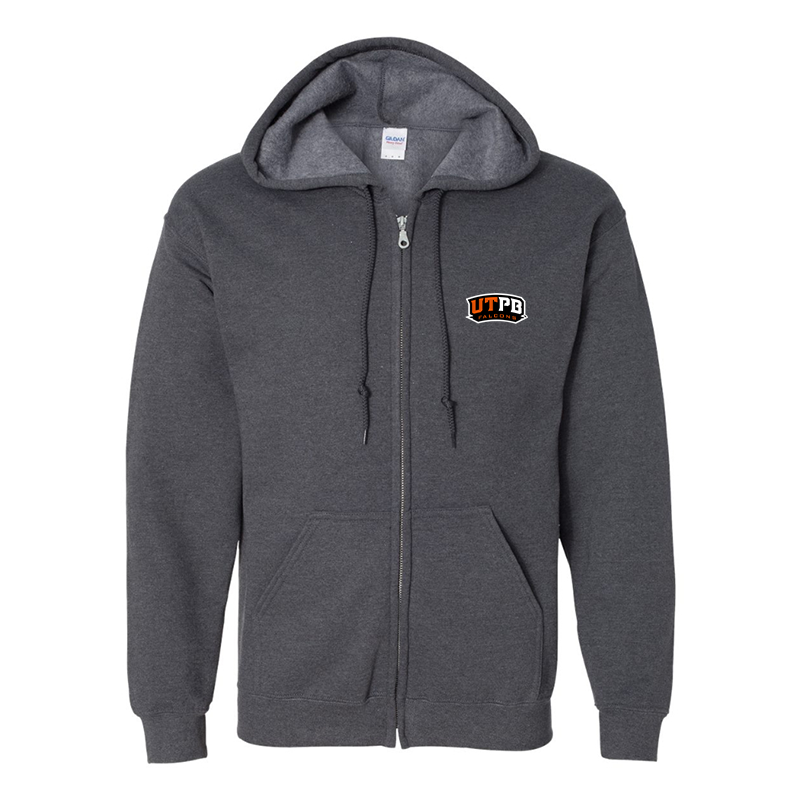 Men's UTPB Falcons Gildan  Heavy Blend Full Zip Hooded Sweatshirt